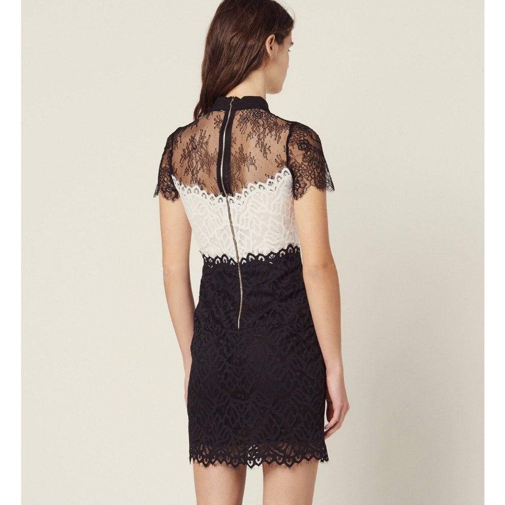 Sandro Black & White Lace Dress w Collar NWOT - Picture 3 of 11